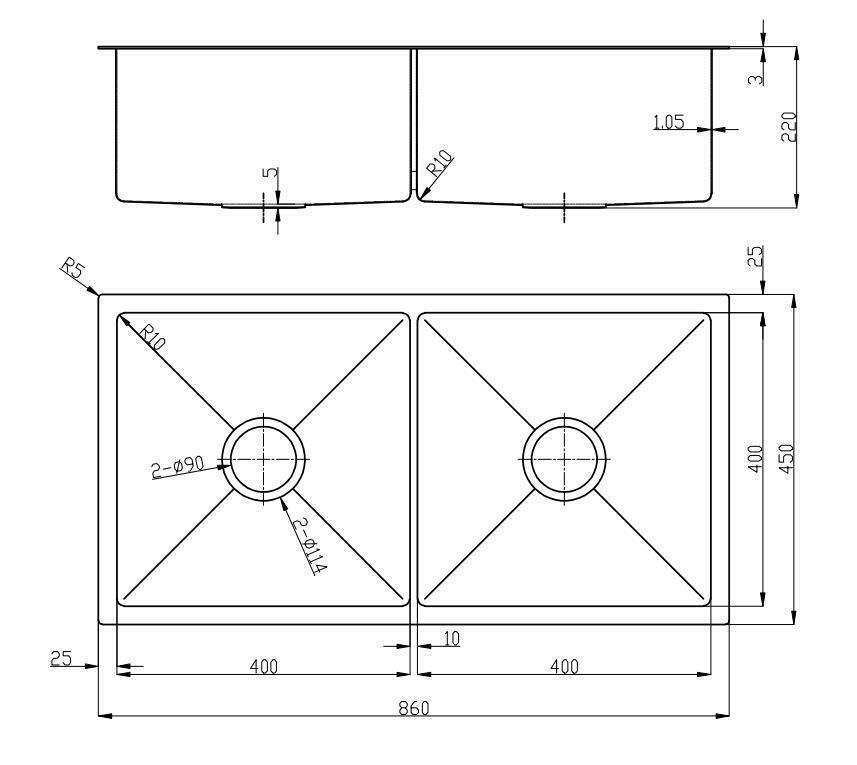 2022 Burnished Gunmetal stainless steel 304 double bowl kitchen sink