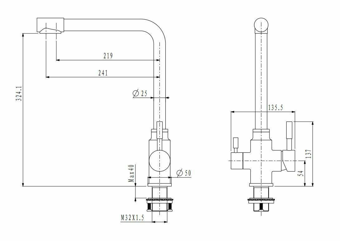 2023 Brushed Gold 3 Way Pure drinking filter Kitchen tap stainless steel PVD plated