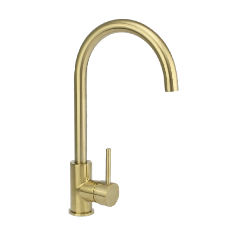 2023 Brushed Brass Gold Solid stainless steel  goose neck Swivel Kitchen tap PVD plated