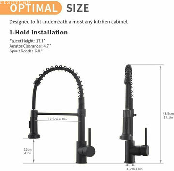 2023 Matte Black pull out with spray function spring kitchen mixer tap faucet