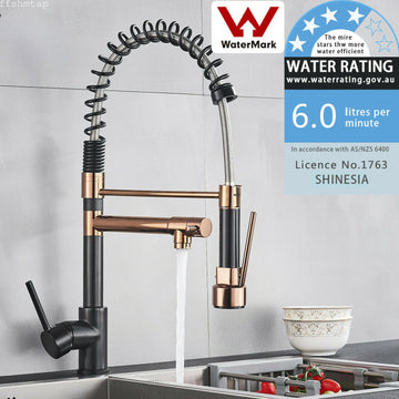 2023 Matte Black Rose Gold pull out with spray function spring kitchen mixer tap faucet Dual Outlets