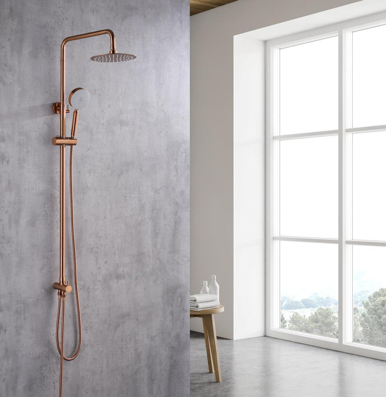 2023 Brushed Rose Gold Copper Solid Stainless Steel 304 made shower set w diverter 200 mm head sprayer hand held head