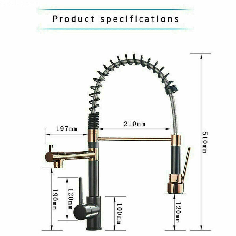 2022 Matte Black pull out with spray function spring kitchen mixer tap faucet Dual outlets