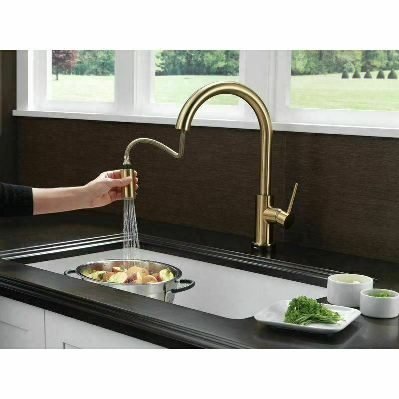 2023 Brushed Brass Gold L shape pull out with spray function spring kitchen mixer tap faucet Stainless steel Made PVD plated