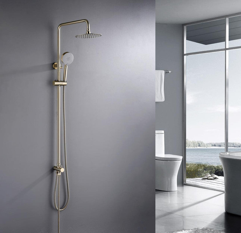 2023 Brushed Brass Gold Solid Stainless Steel 304 made shower set w diverter 200 mm head sprayer hand held head