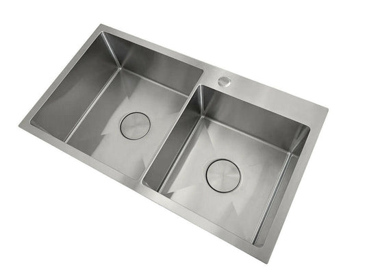 2023 Double Burnished brushed stainless steel kitchen sink hand trough 800*450*220 mm with tap hole