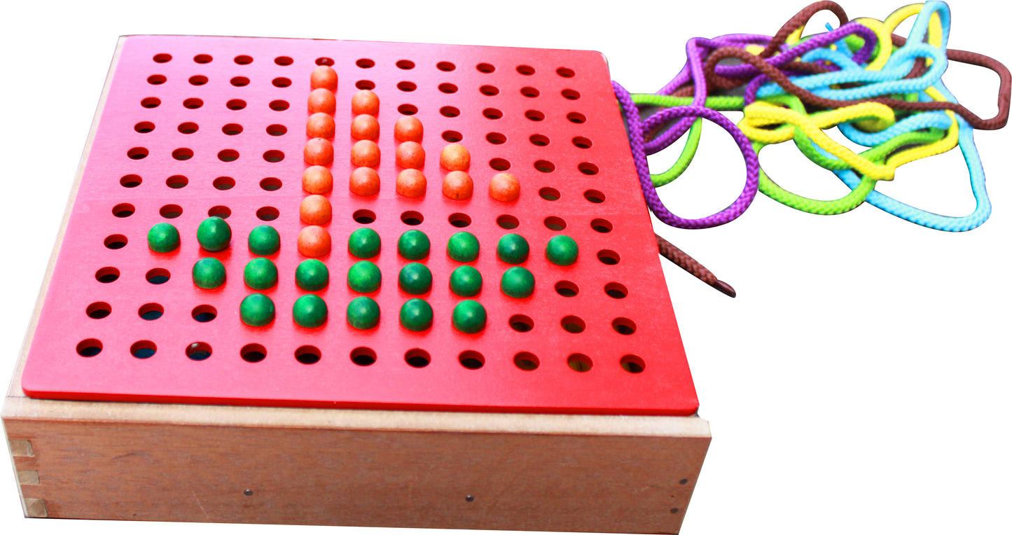 Froebel Gifts J2- Pegs And Lacing Box