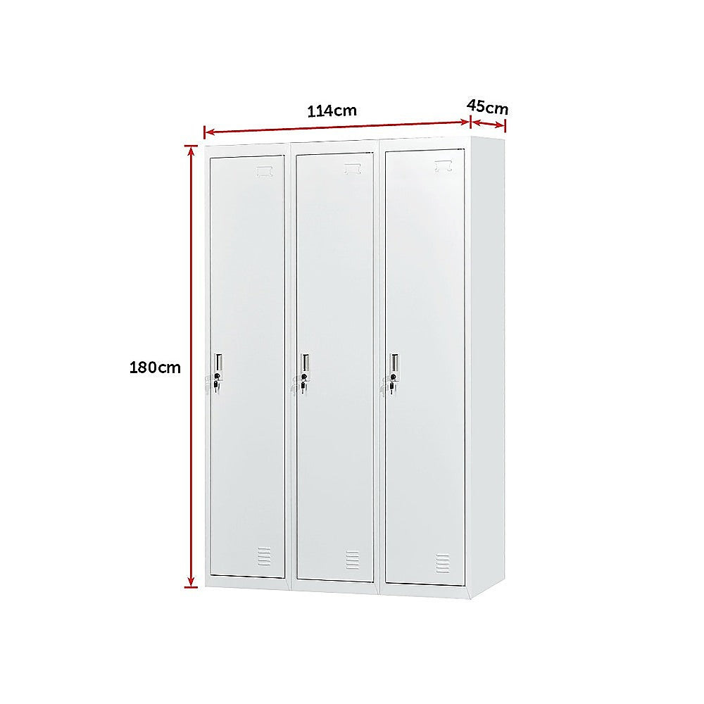 Three-Door Side by Side Office Gym Shed Storage Locker