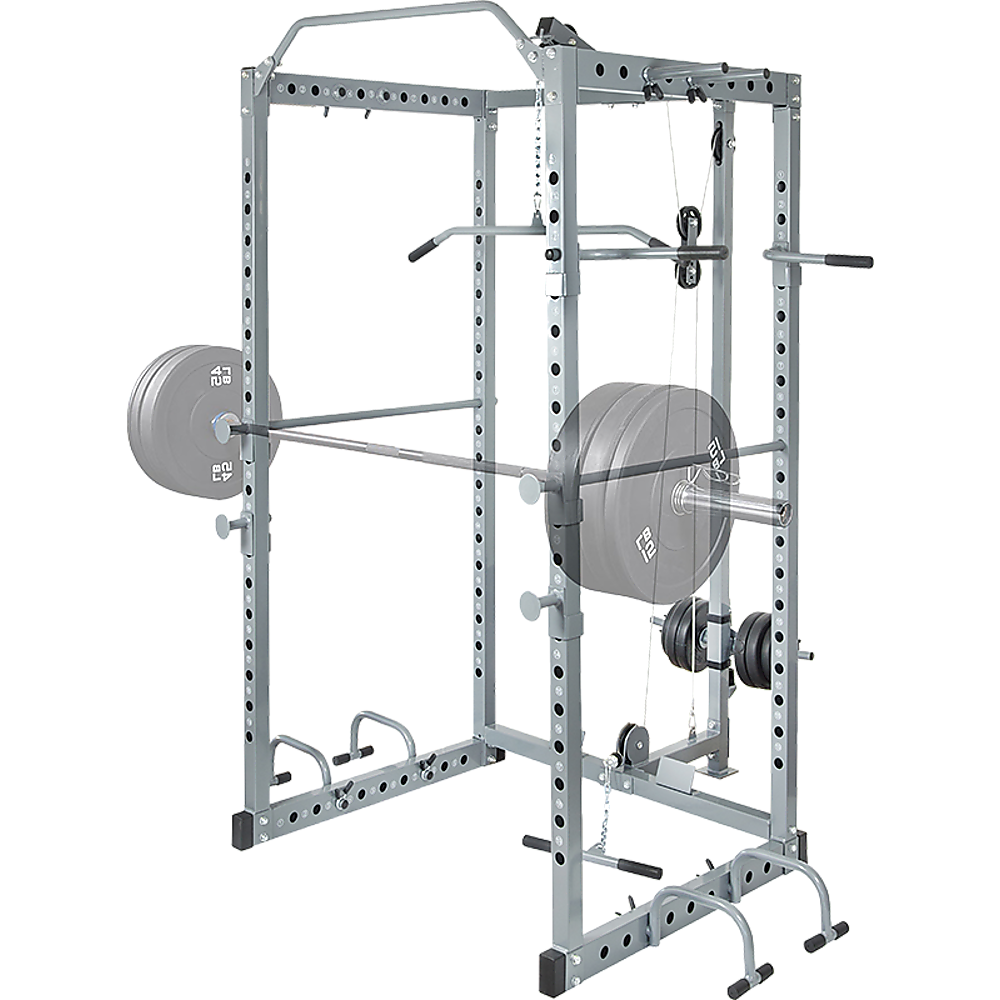 Power Rack Squat Cage Stands w Lat Pulldown Home Gym