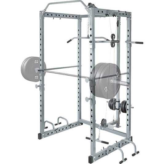 Power Rack Squat Cage Stands w Lat Pulldown Home Gym