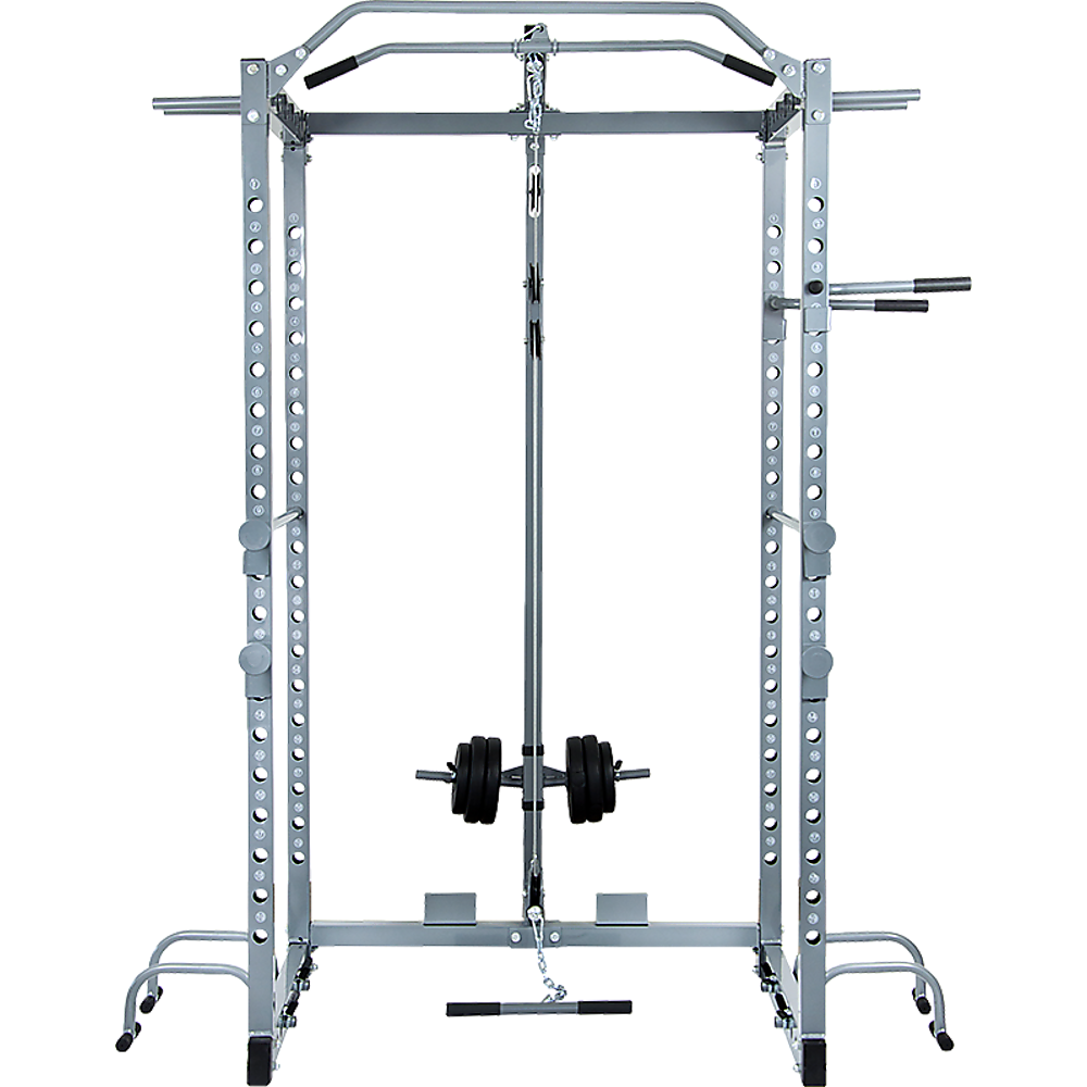 Power Rack Squat Cage Stands w Lat Pulldown Home Gym