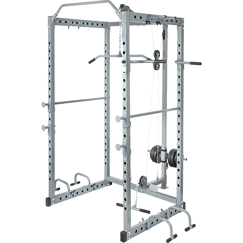 Power Rack Squat Cage Stands w Lat Pulldown Home Gym