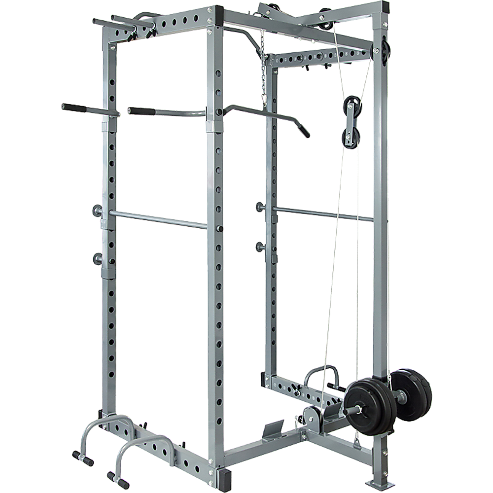 Power Rack Squat Cage Stands w Lat Pulldown Home Gym