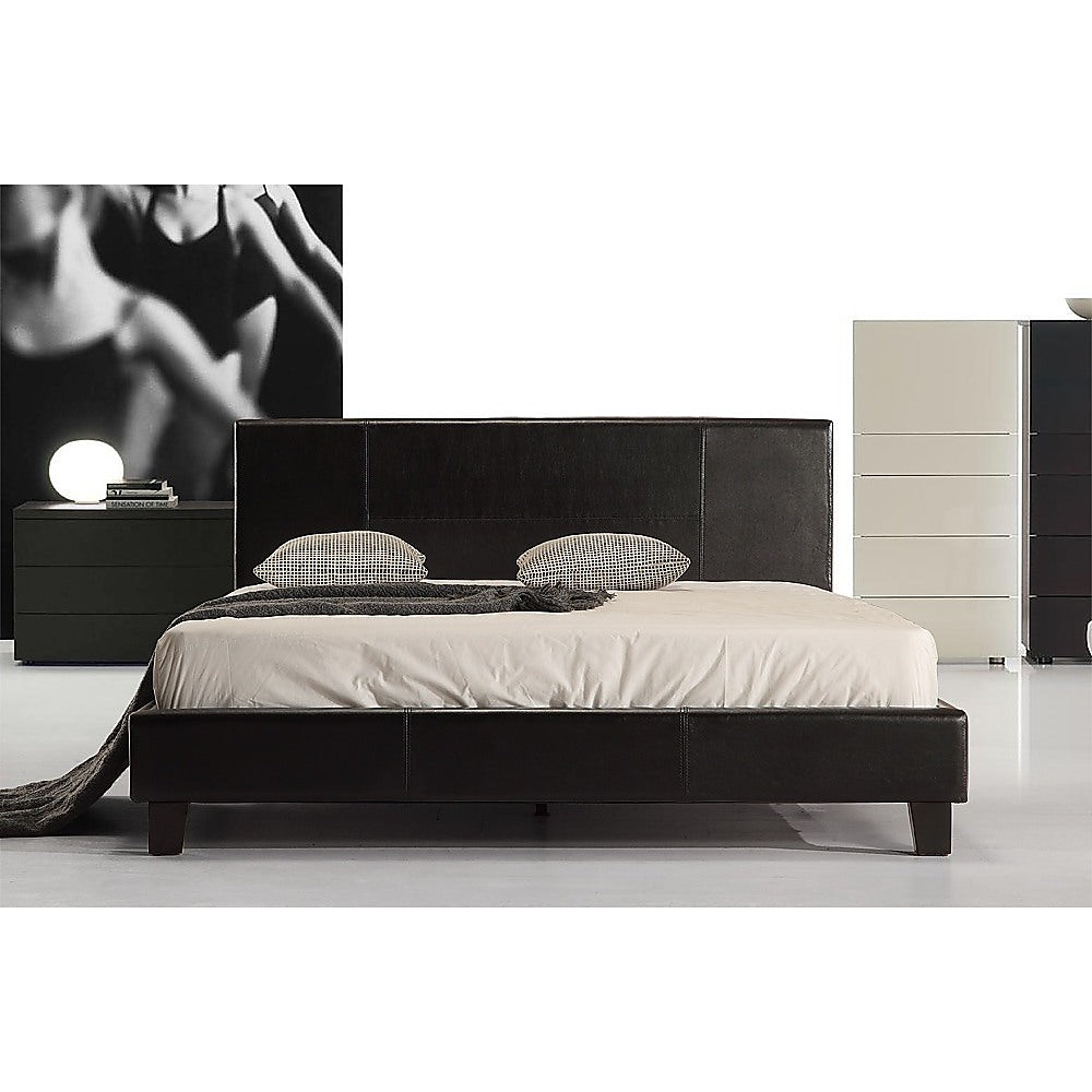 Double PU Leather Bed Frame Black