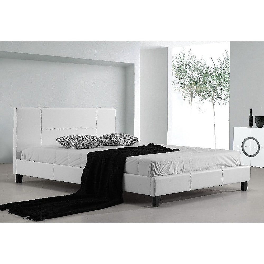 Queen PU Leather Bed Frame White