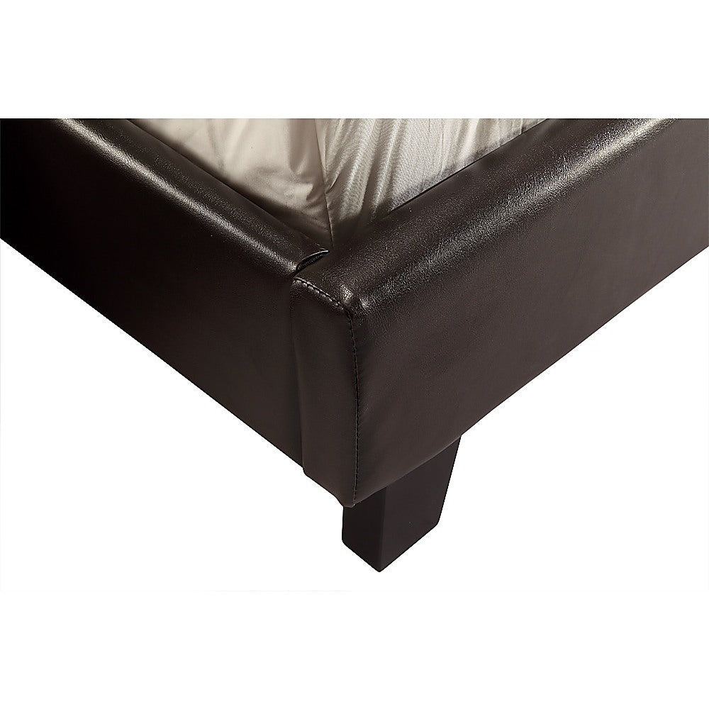 Queen PU Leather Bed Frame Brown