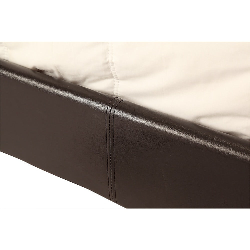 Queen PU Leather Bed Frame Brown