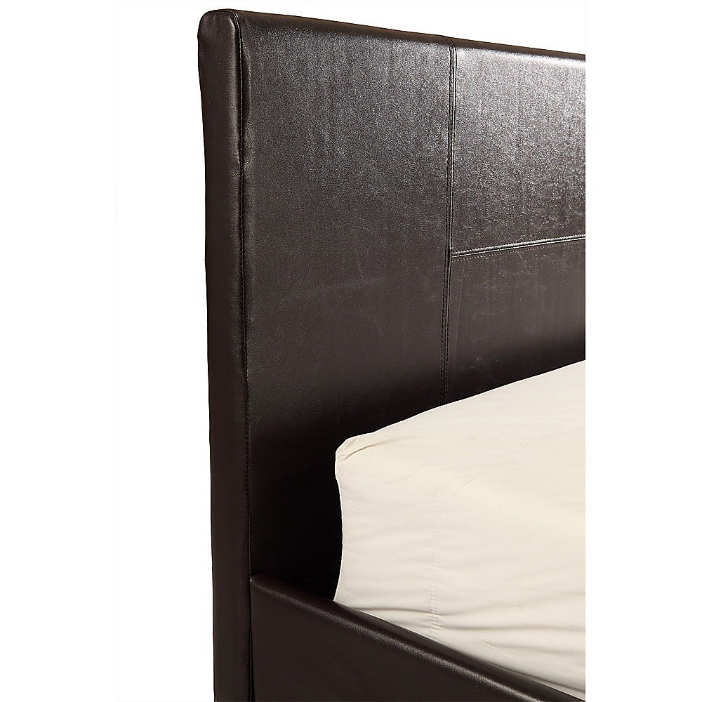 King PU Leather Bed Frame Brown