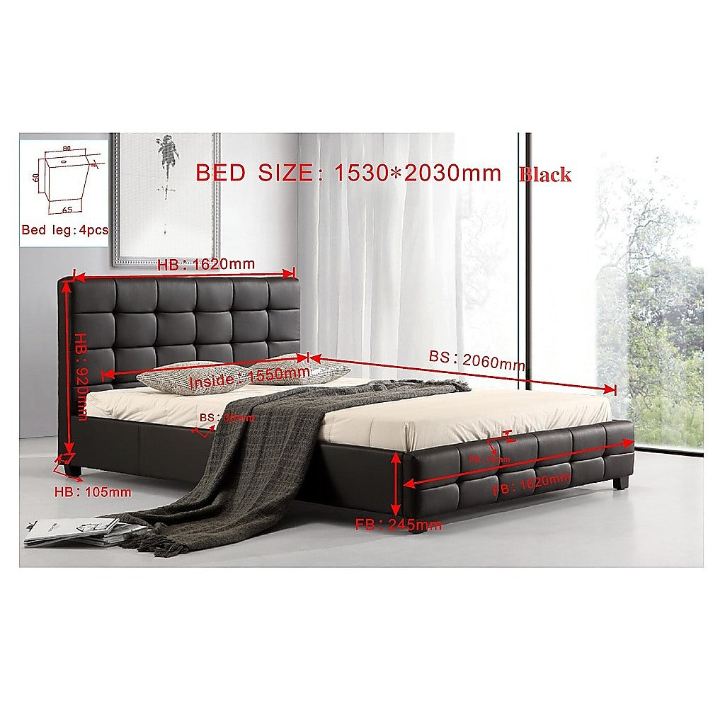 Queen PU Leather Deluxe Bed Frame Black