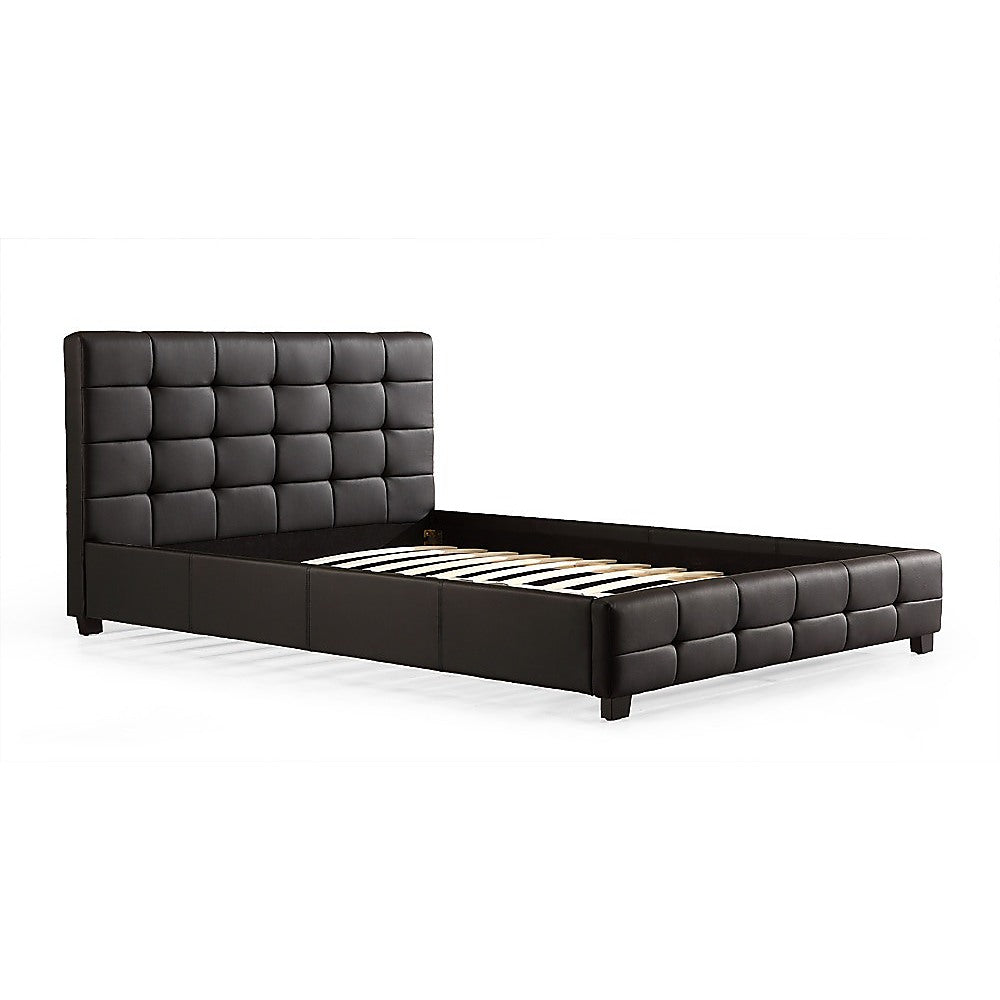 Queen PU Leather Deluxe Bed Frame Black