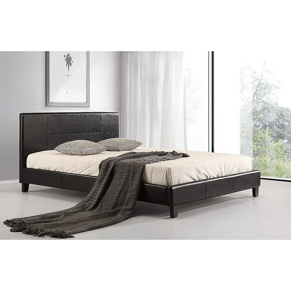 Queen PU Leather Bed Frame Black