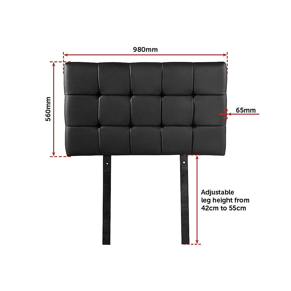 PU Leather Single Bed Deluxe Headboard Bedhead - Black