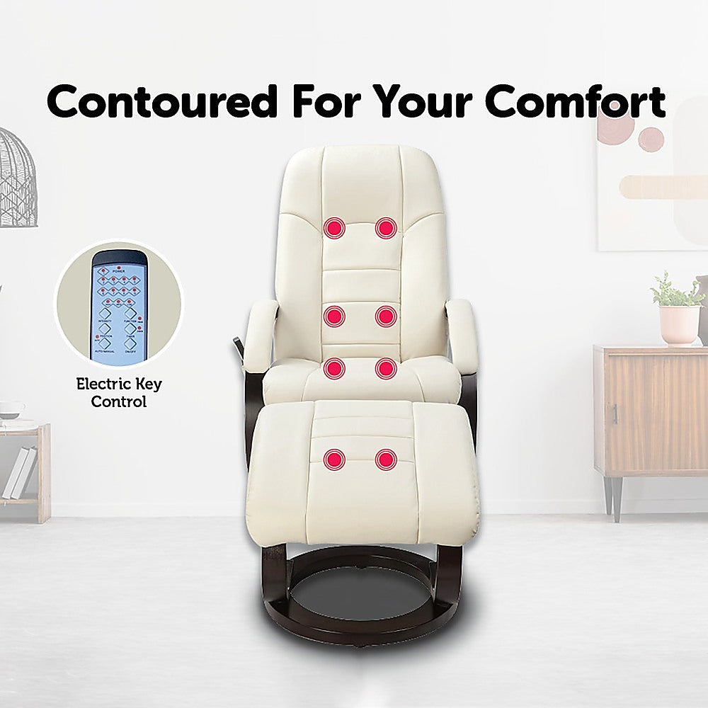 PU Leather Deluxe Massage Chair Recliner Ottoman Lounge Remote