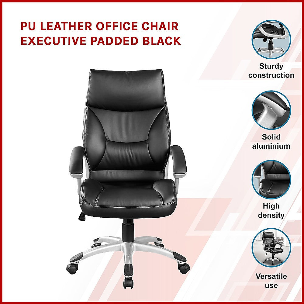 PU Leather Office Chair Executive Padded Black