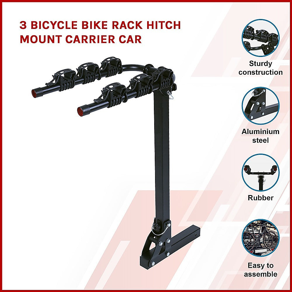 3 Bicycle Bike Rack Hitch Mount Carrier Car