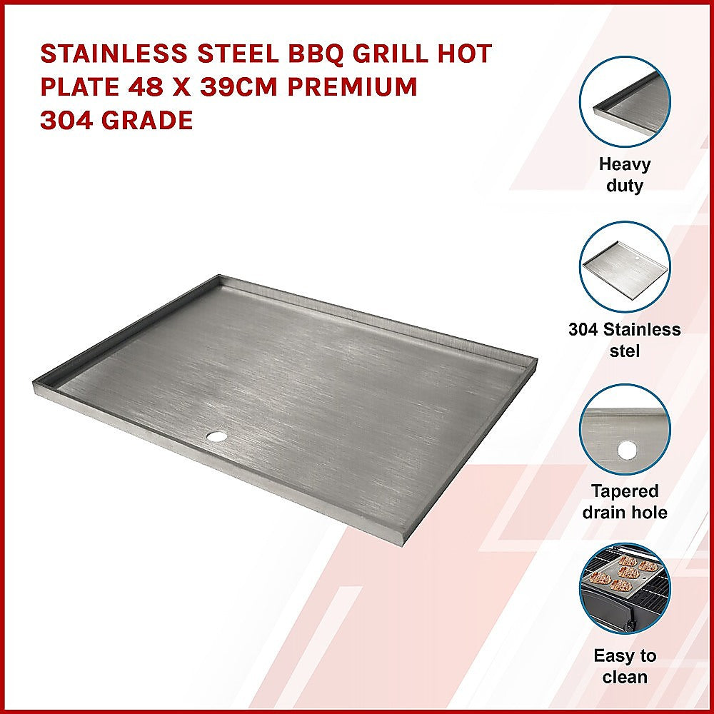 Stainless Steel BBQ Grill Hot Plate 48 X 39CM Premium 304 Grade