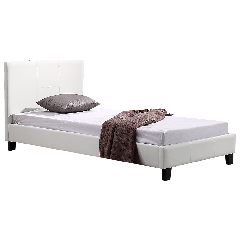 Single PU Leather Bed Frame White