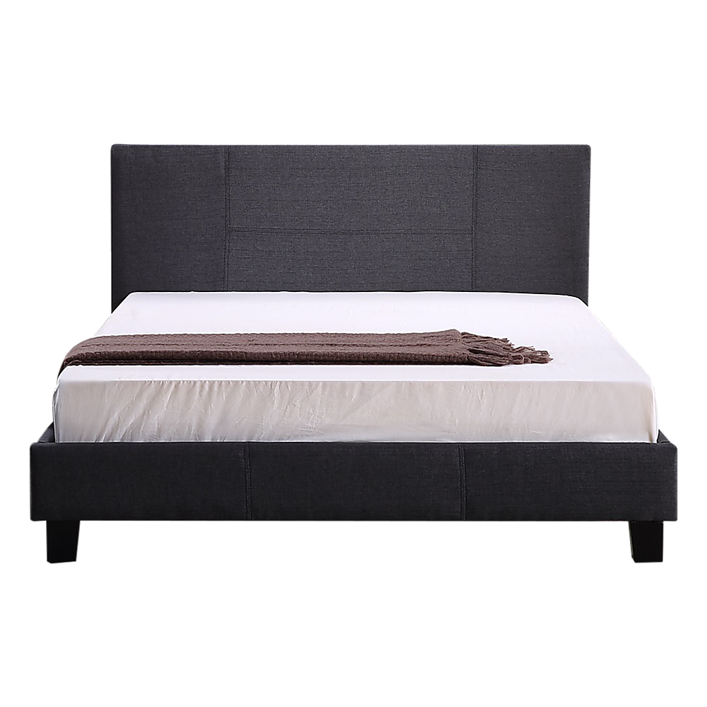 Queen Linen Fabric Bed Frame Grey