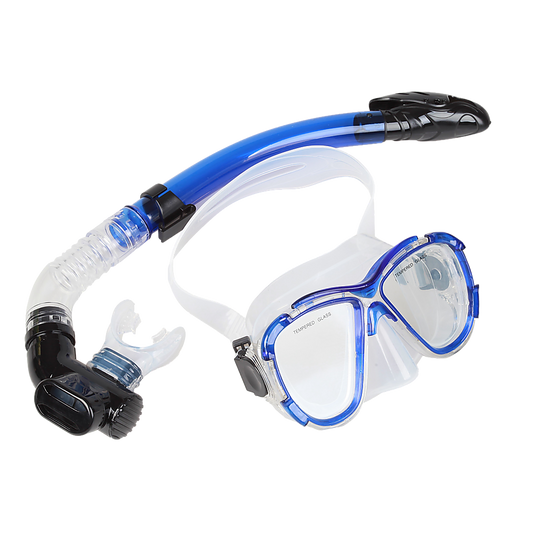 Adult Snorkeling Swimming Diving Mask & Snorkel - Quality Tempered Glass