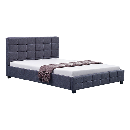 Linen Fabric Double Deluxe Bed Frame Grey