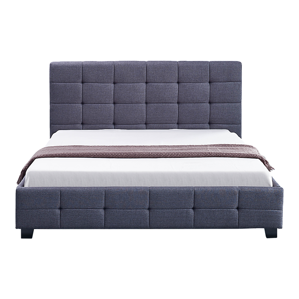 Linen Fabric Double Deluxe Bed Frame Grey