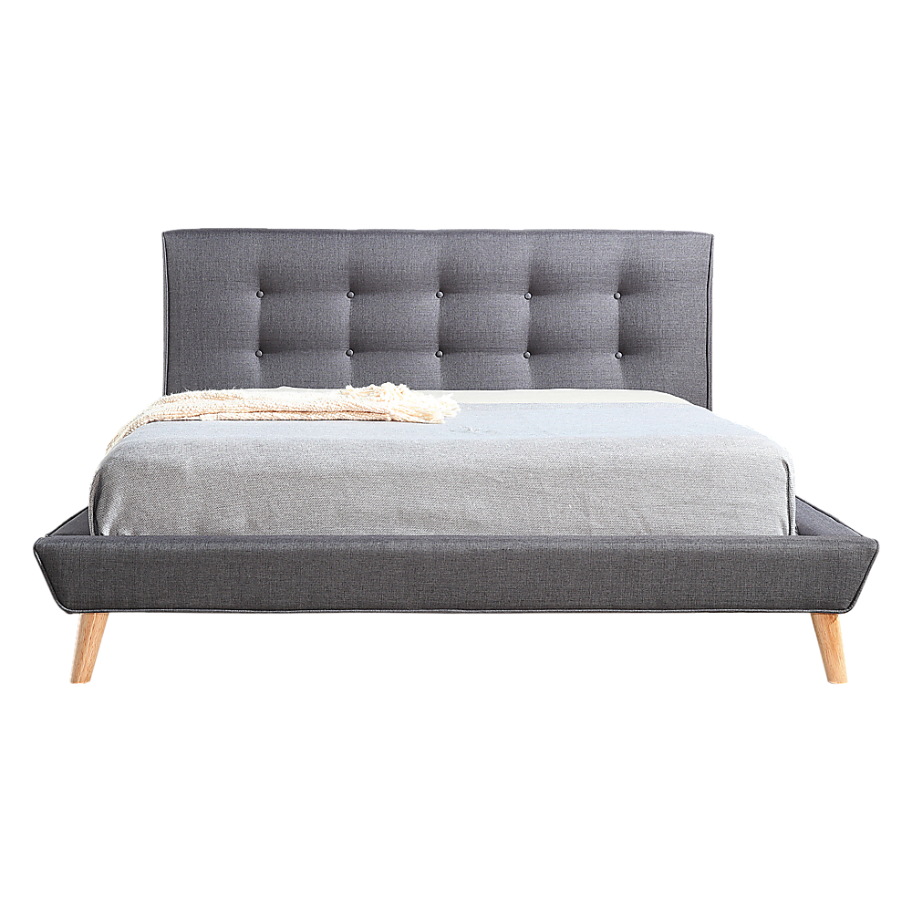 Double Linen Fabric Deluxe Bed Frame Grey