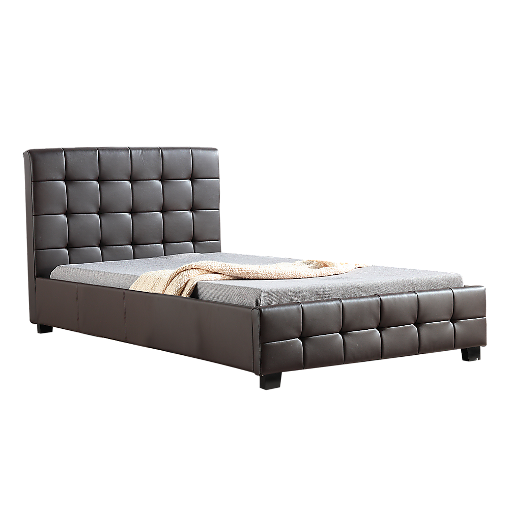 King Single PU Leather Deluxe Bed Frame Brown