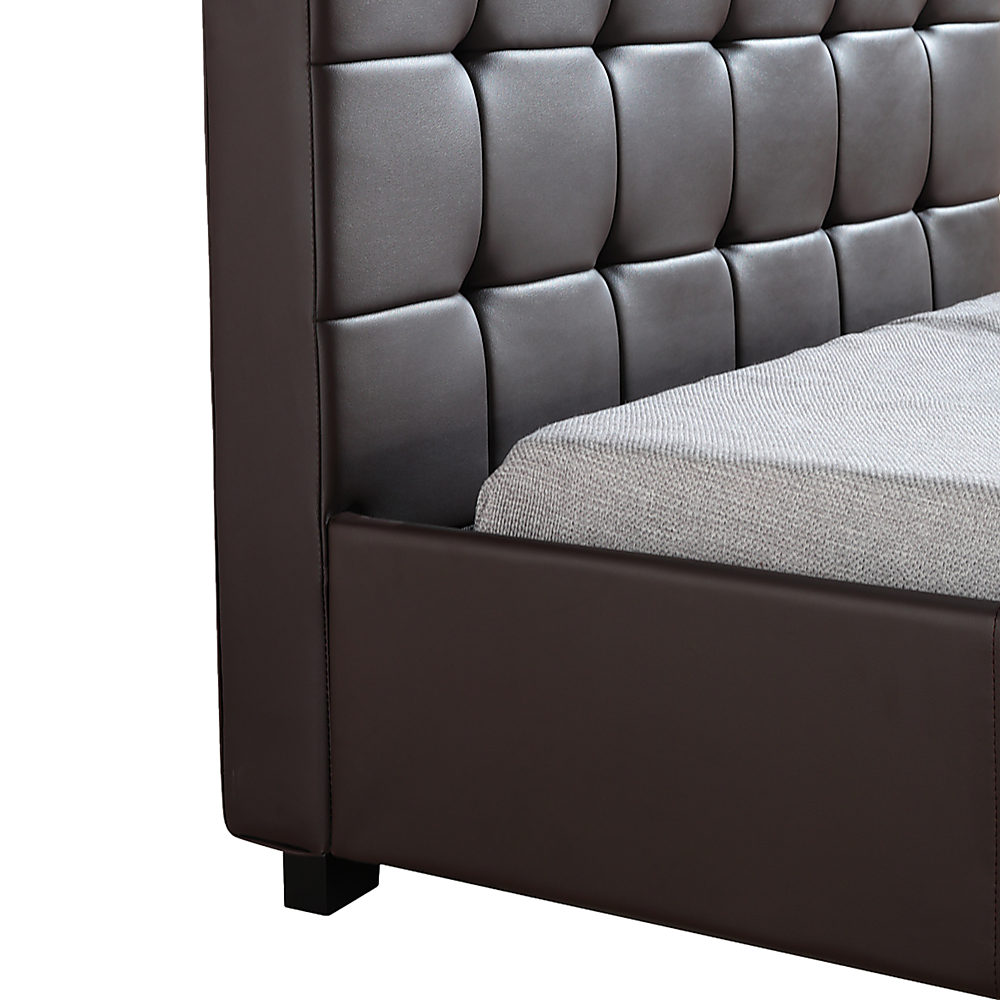 King Single PU Leather Deluxe Bed Frame Brown