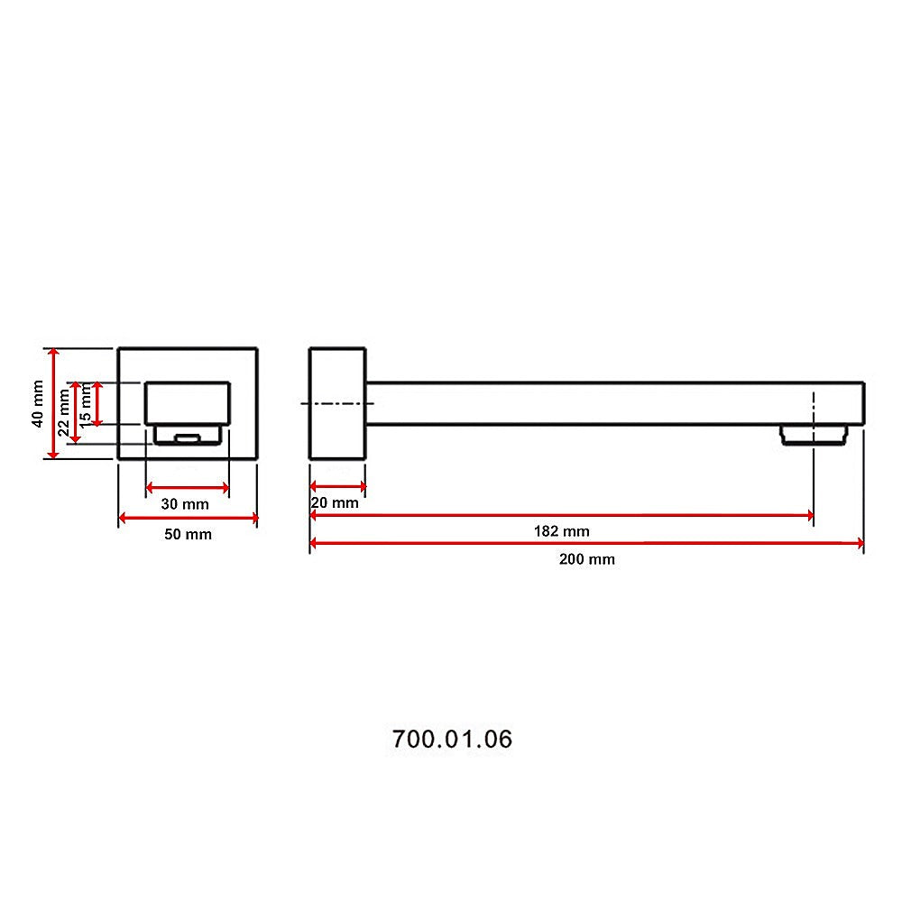 200mm Bath Safety Spout Electroplated Matte Black Finish