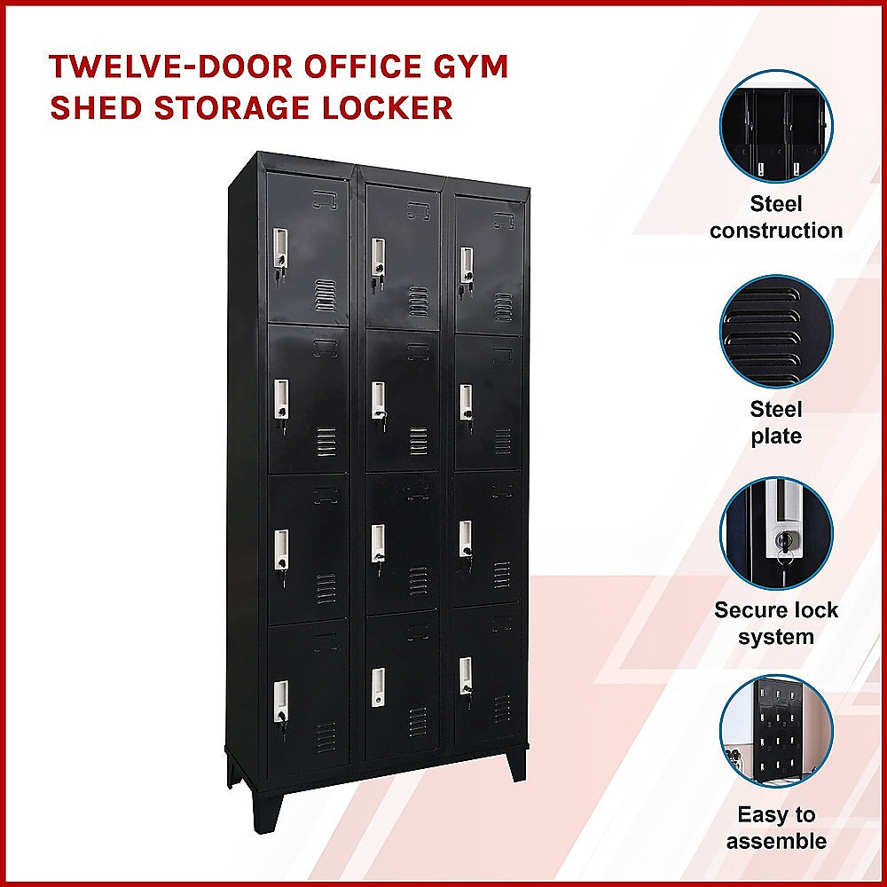 Twelve-Door Office Gym Shed Storage Locker