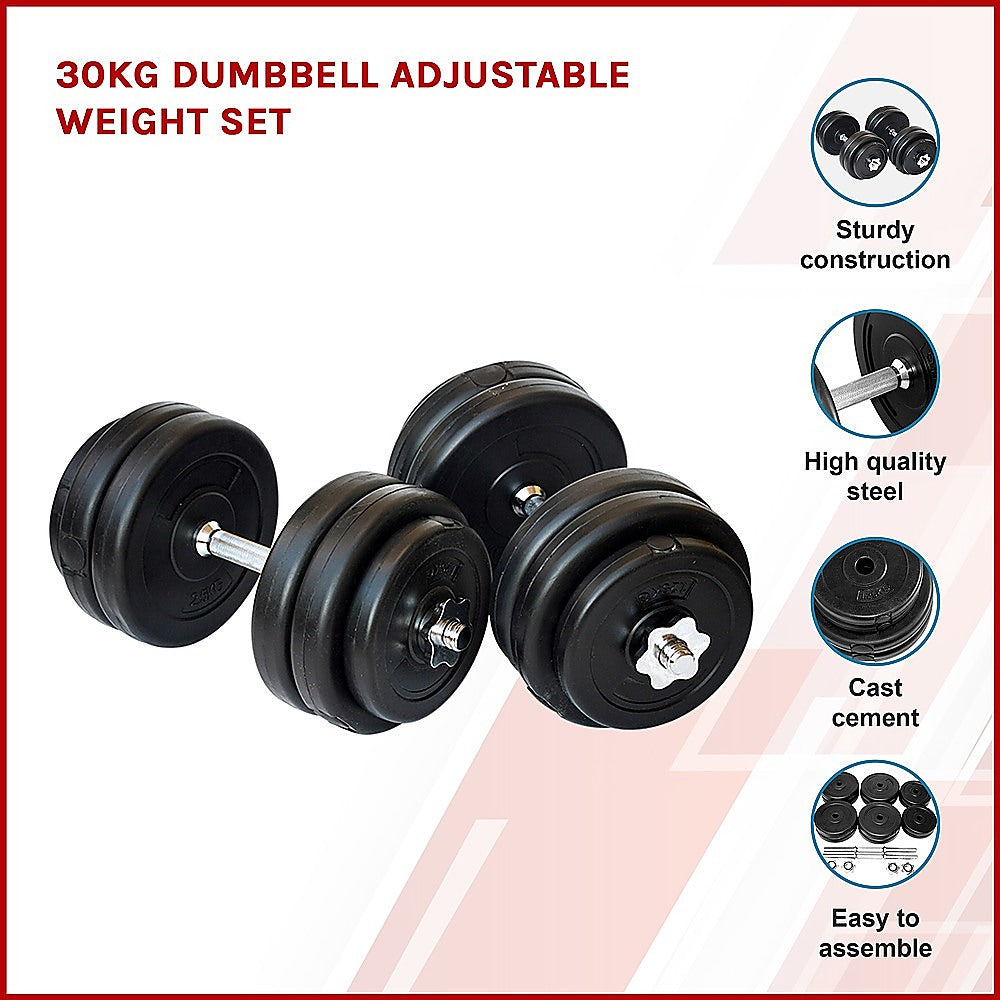 30KG Dumbbell Adjustable Weight Set