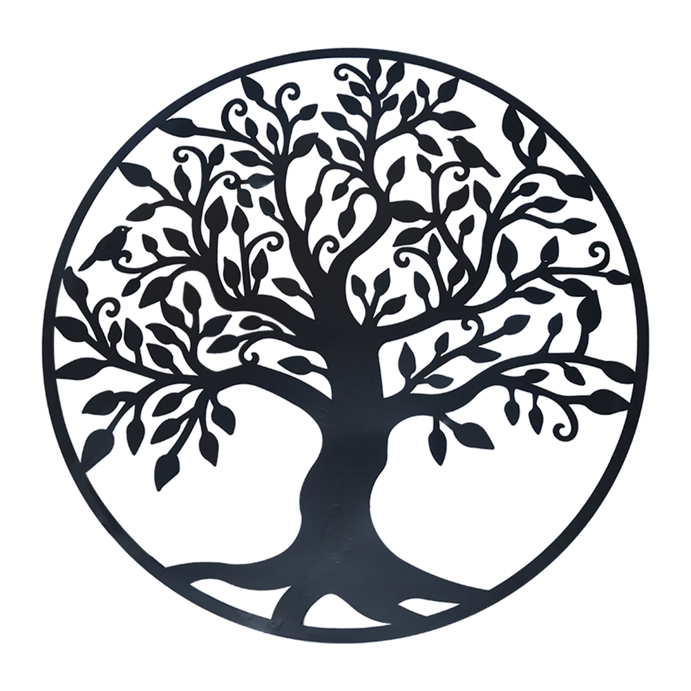 Black Tree of Life Wall Art Hanging Metal Iron Sculpture Garden 60cm