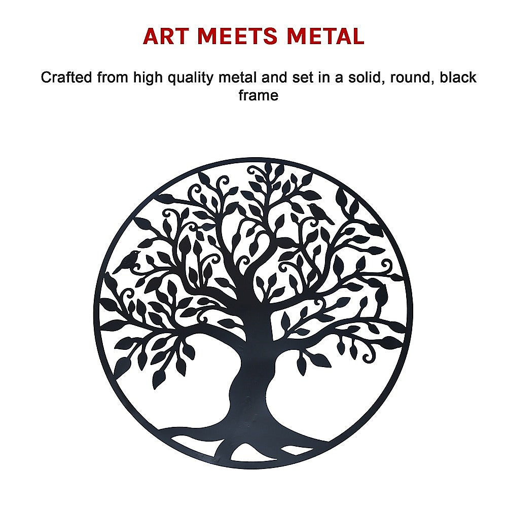 Black Tree of Life Wall Art Hanging Metal Iron Sculpture Garden 60cm