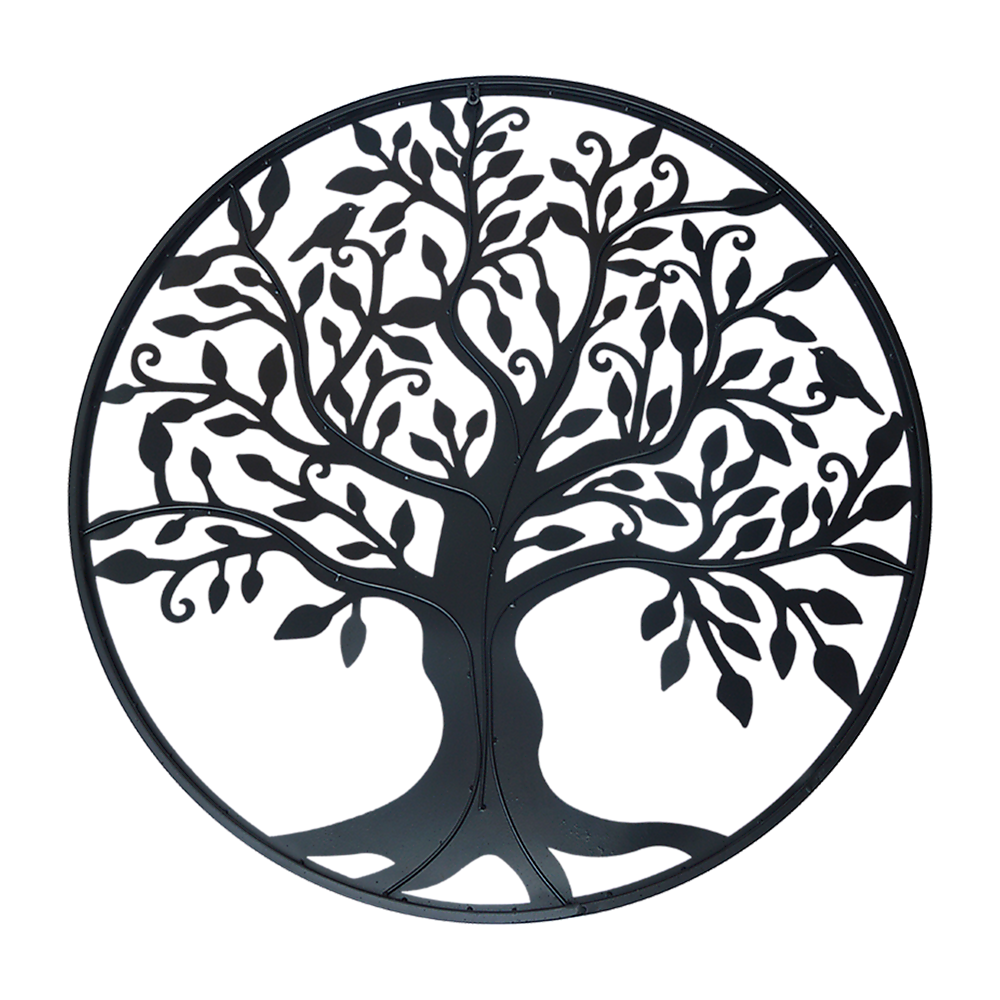 Black Tree of Life Wall Art Hanging Metal Iron Sculpture Garden 99cm