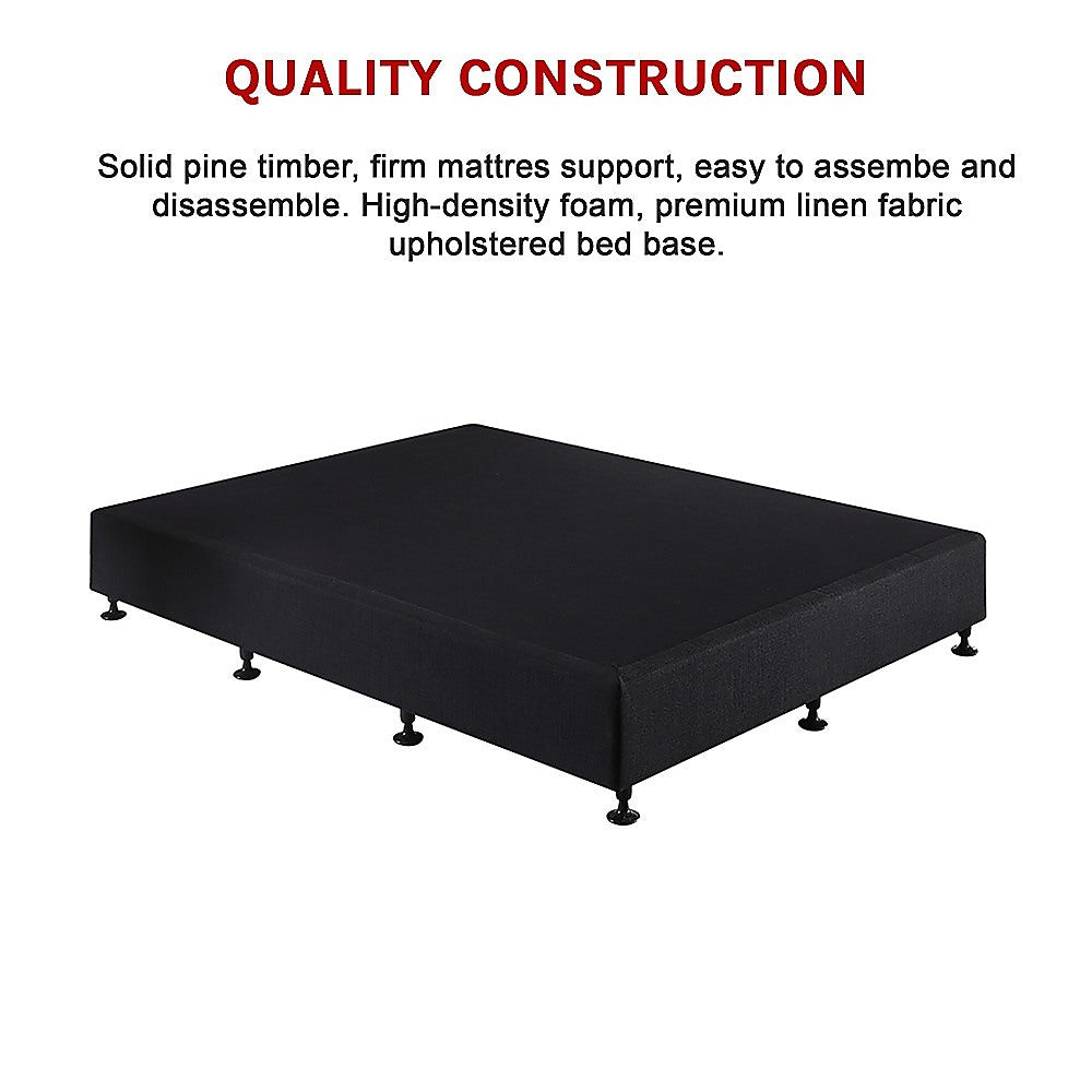 Palermo Queen Ensemble Bed Base Midnight Black Linen Fabric