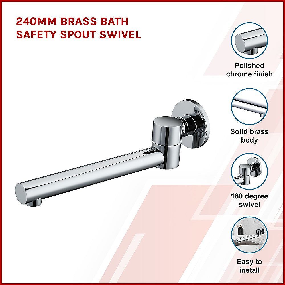 240mm Brass Bath Safety Spout Swivel