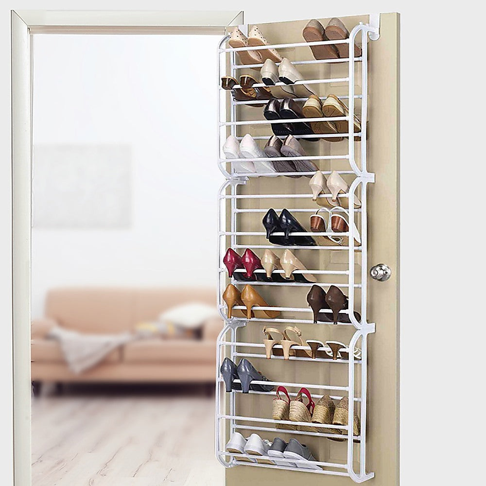 36 Pair Shoe Holder Organiser Over The Door Hanging Shelf Rack Storage Hook