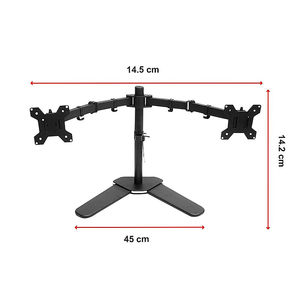 13"-27" Dual Screen Monitor Stand TV Bracket Computer Display Desk Mount Holder