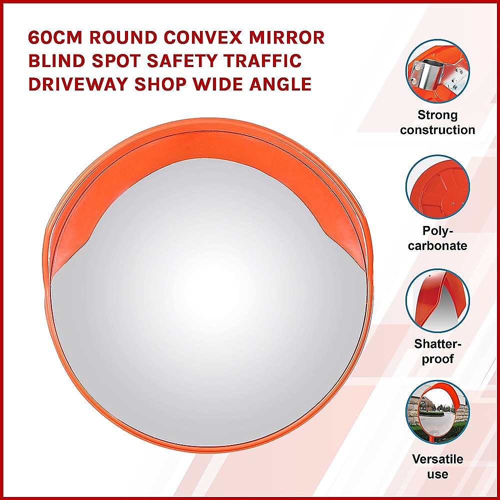 60cm Round Convex Mirror Blind Spot Safety Traffic Driveway Shop Wide Angle