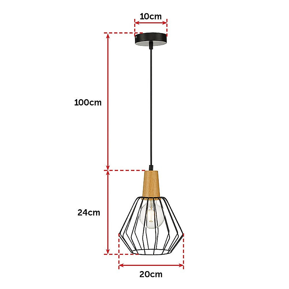 Wood Pendant Light Bar Black Lamp Kitchen Modern Ceiling Lighting